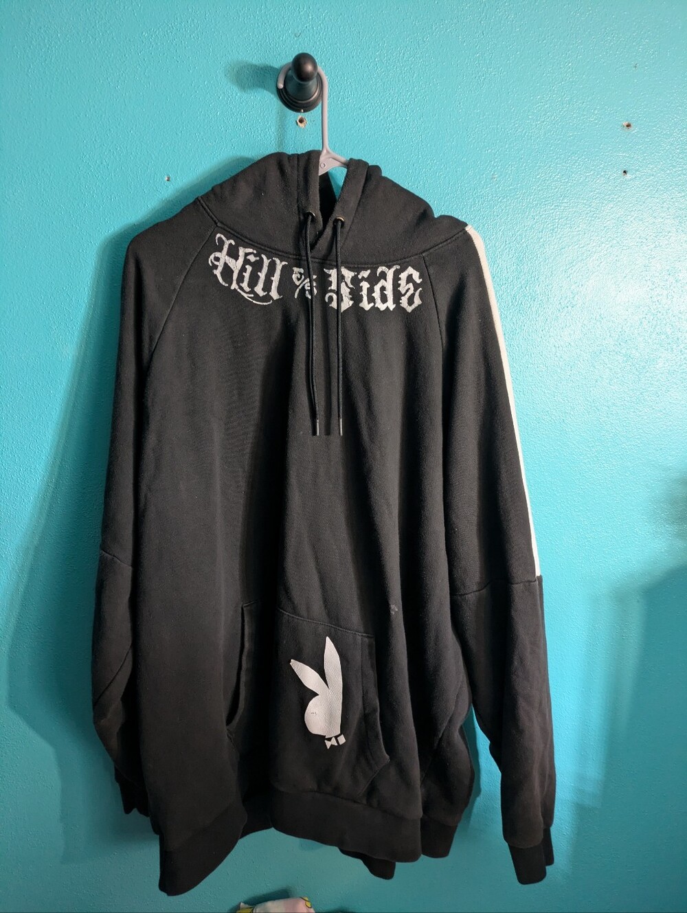 Playboy Hoodie Black - Gothic Neck Embroidery Hill E/S Side - Size 3x- Y2K Style
